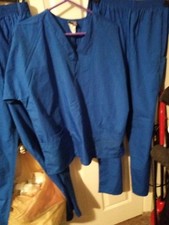 Cherokee Scrubs Workwear Originals Royal Blue Unisex 2 Pants L,1 Top Med