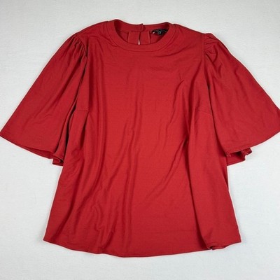 Universal Standard Blouse Womens Large 2X Pink Flutter Sleeve Chic Elevated