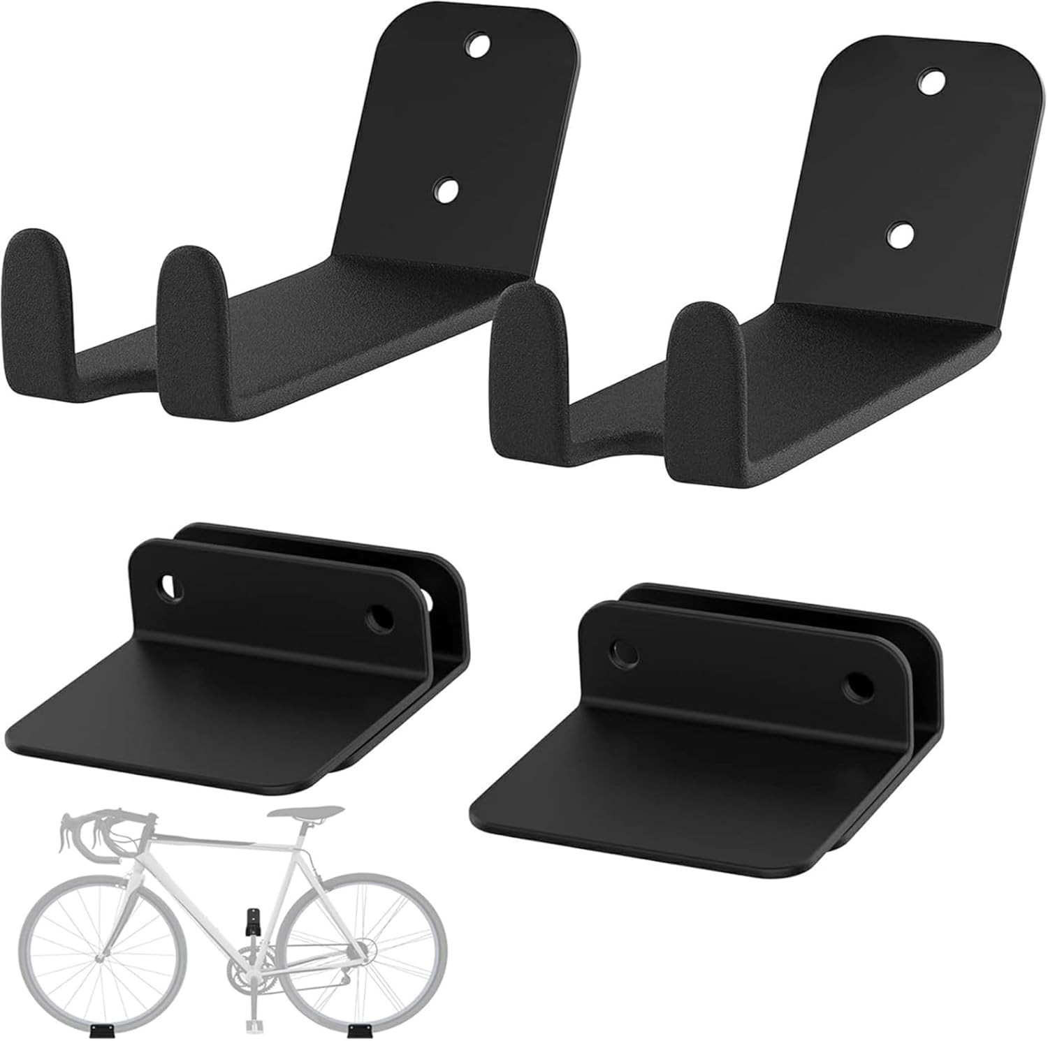 TORACK Wall-mounted Bike Pedal Hanger, Heavy Duty Garage Wall Black