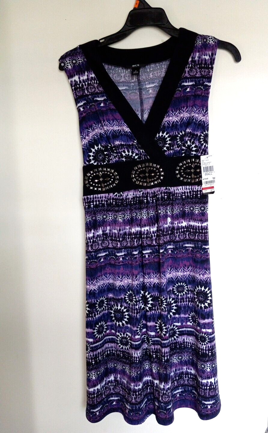 BCX Womens Multicolor Studded V-Neck Dress Size S New