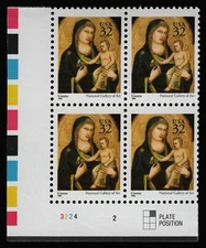 #3003 32c Madonna and Child, Plate Block [3224-2 LL] **ANY 5=FREE SHIPPING**