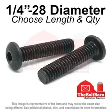 1/4"-28 Alloy Button Socket Head Cap Screws Bolts Fine Black Oxide (Pick Size)