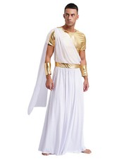 Sexy Men Gods Toga Dress Greek Ancient Cosplay Costume Caesar Senator Roman Robe