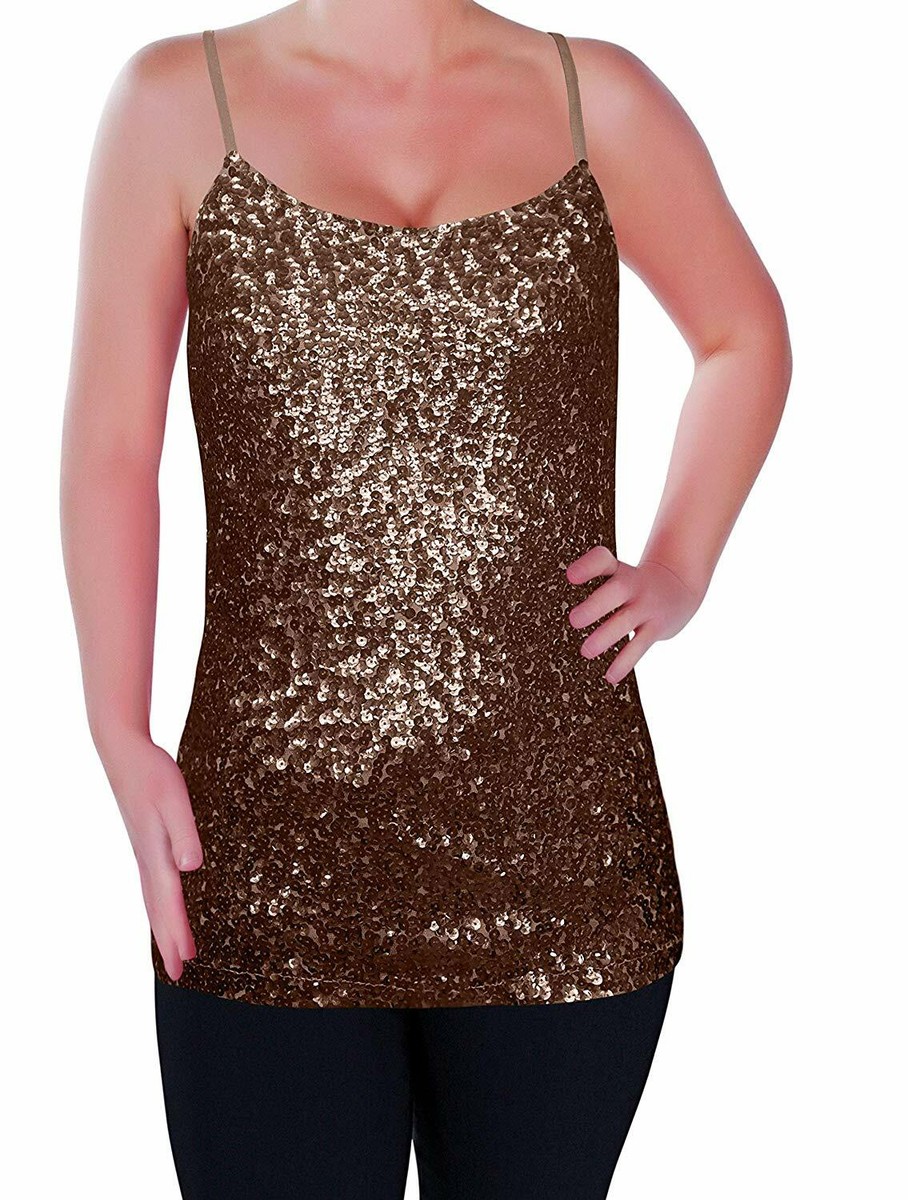 Tops à Paillettes Pour Femmes,Gilet De Camisole Pailleté Sans