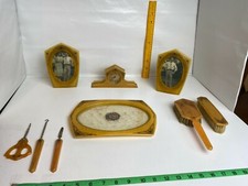 Vintage Art Deco Dressing Table Art-Y-Zan Golden Vanity Set Bakelite Frame Tray
