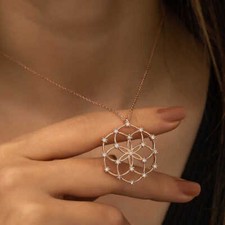 925k Rose Gold Plated Life Flower Women's Necklace - Elegant Jewelry