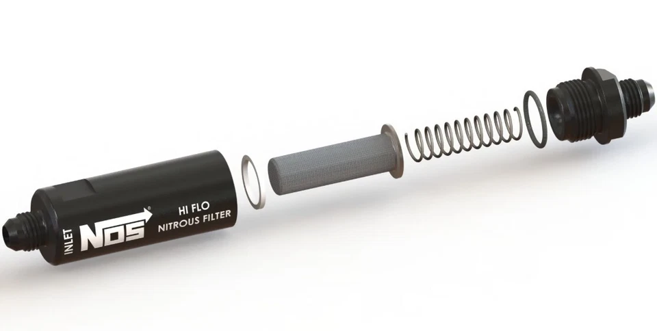 NOS In-Line Hi-Flow Nitrous Filter 4AN Black 4-1/8 inch Aluminum 15555NOS - Image 2 of 4