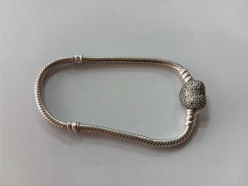 Pandora Momentos Brillante Corazón Cierre Serpiente Cadena Pulsera 16CM - Imagen 5 de 13