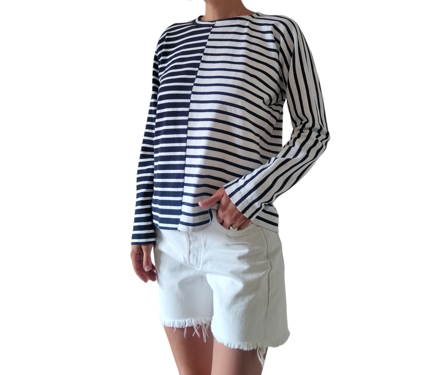 SACAI X NIKE Maglione donna Sacai maglietta manica lunga a righe con allacciatura sul retro tg 1