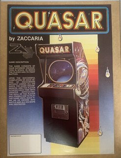  VTG ARCADE PINBALL MACHINE  FLYER – QUASAR – ZACCARIA ELEC. ITALY 1980..