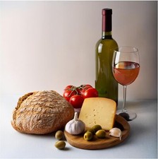 Tile Mural Wine Bread Cheese Tomatoes Olives Kitchen Backsplash Marble Ceramic