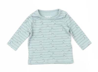 Fred & Flo Baby grün Tierdruck Baumwolle Basic T-Shirt Größe 0-3 Monate rund Ne