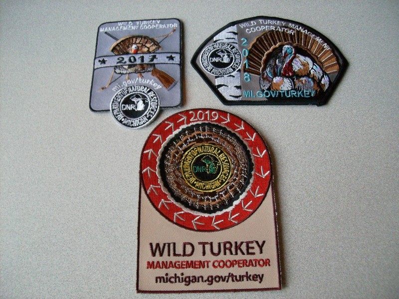 2017 - 2019 MICHIGAN SUCCESSFUL DNR TURKEY HUNTING PATCHES - DEER - BEAR - ELK