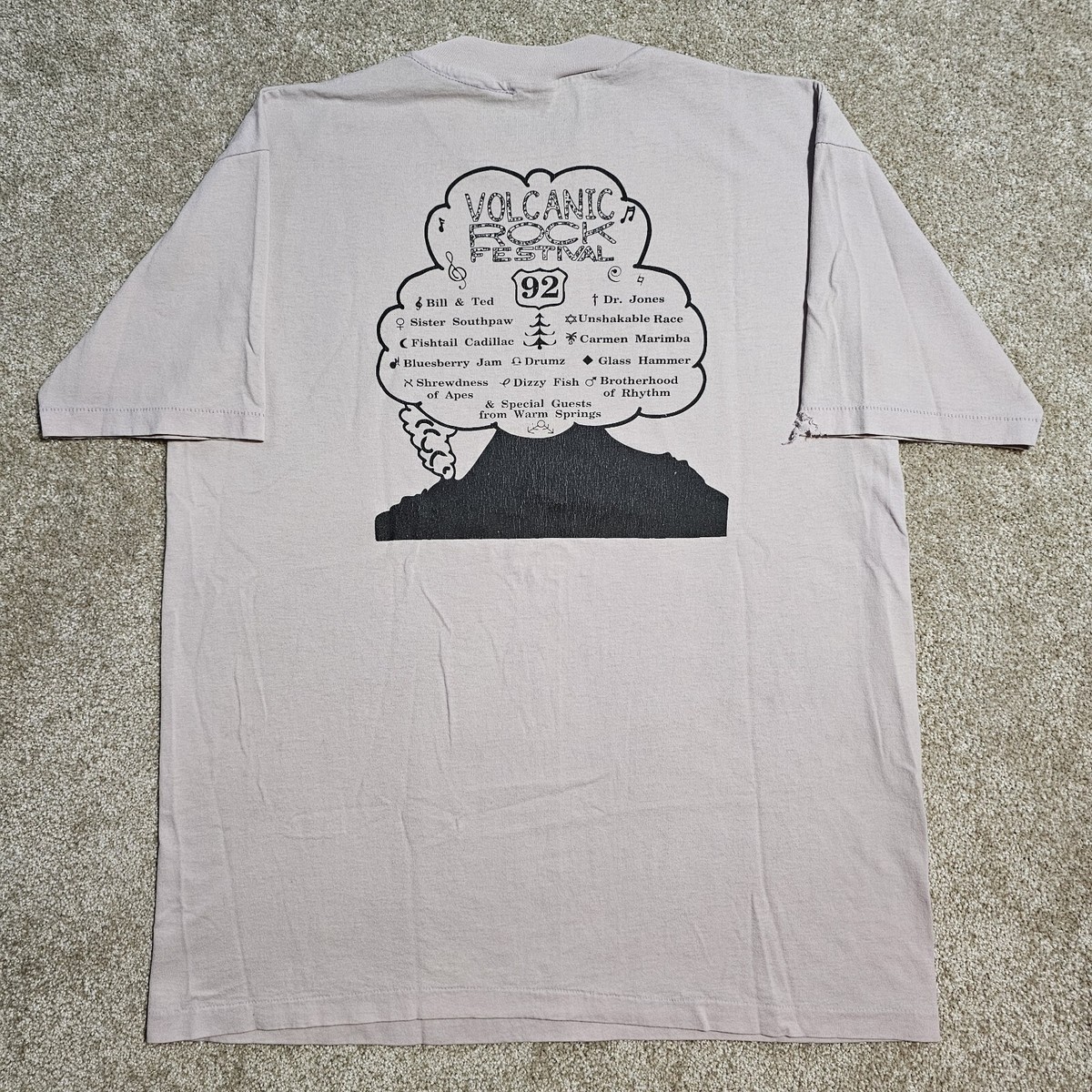 Vtg 1992 Volcanic Rock Festival T-Shirt Mens L Alt Rock Grunge