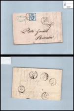 Storia postale Regno VEII da Perugia a Rimini sassone 12 Baldini