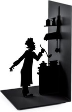 Book ends Black Metal Art Deco Cooking Le Chef Heavy Duty Shelf Stopper Bookends