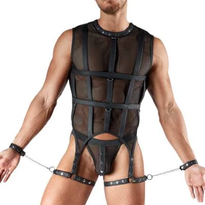 SVENJOYMENT Herren Straps-Hemd Jock String sexy Dessous Erotik Netz Shirt hinten offen "Coke