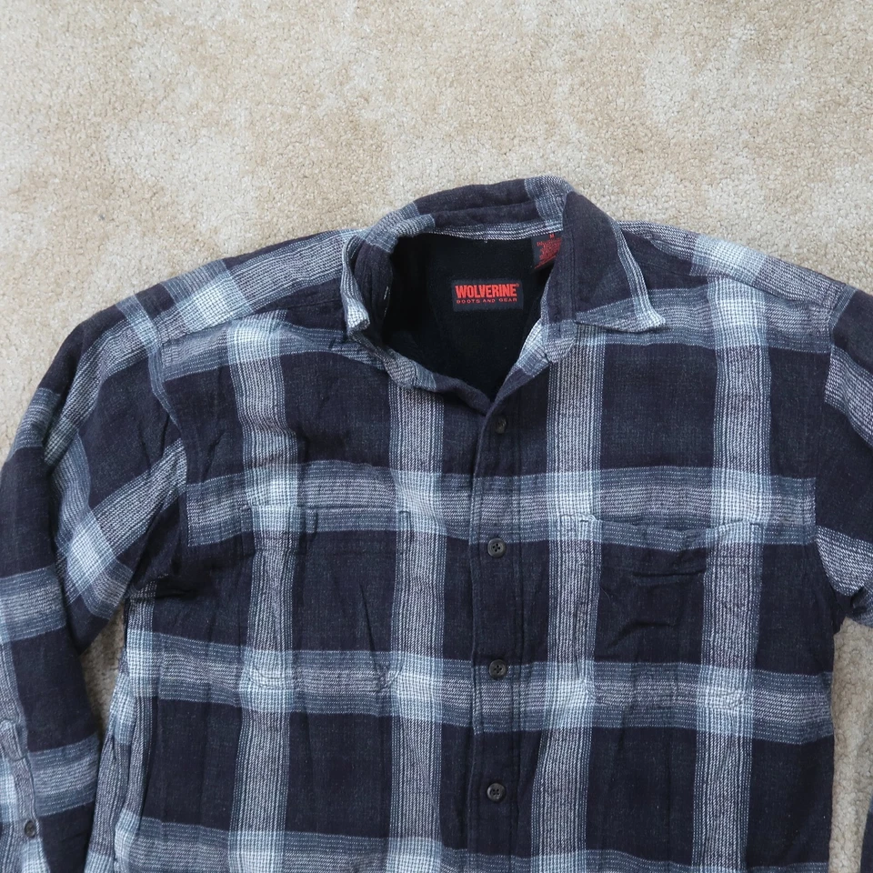 Wolverine Button Front Shirt Men's Medium Fleece Lined Plaid Workwear - Image 4 of 4