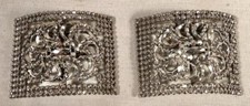 ANTIQUE / VINTAGE SILVER METAL SHOE CLIPS MADE IN FRANCE