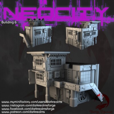 Dark Realms Neocity Cyberpunk Building 6 Fantasy 28/32mm Scale