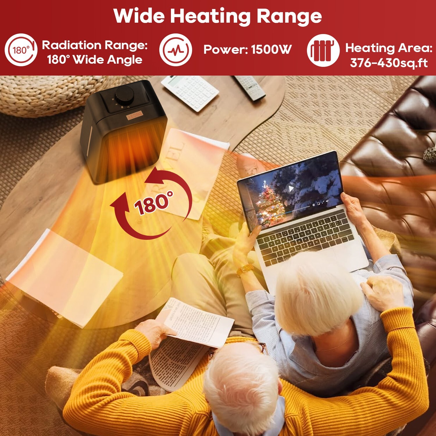 Ultra-Cozy & Gentle 1500W Portable Heater, Mini Design for Fast, Silent Warming