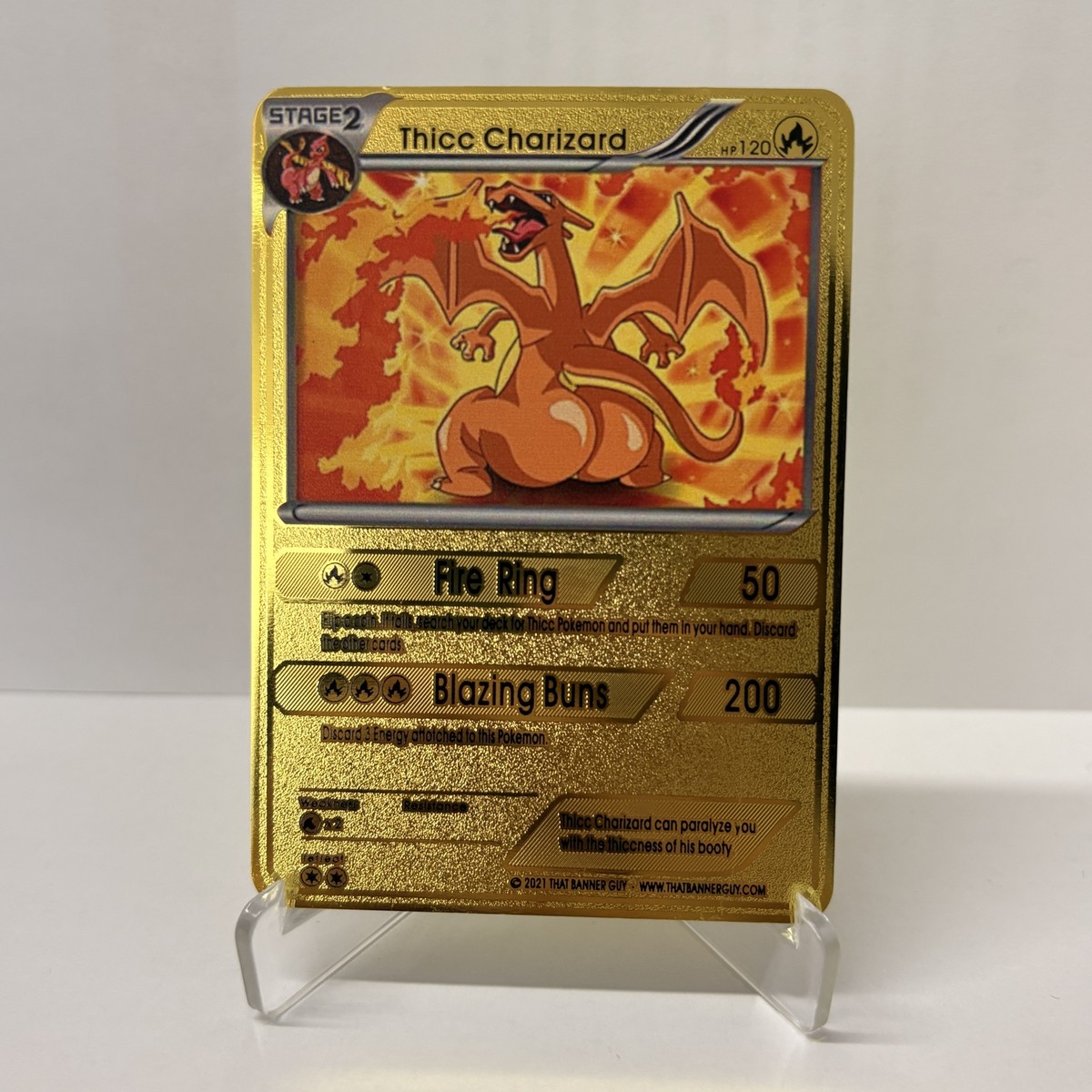 Thicc Charizard HP120 Gold Metal Pokémon Card-Collectible Gift