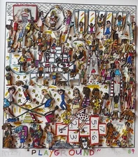 James Rizzi " Playground " 1989 Hand Signed 3-D Serigraph Pop Art