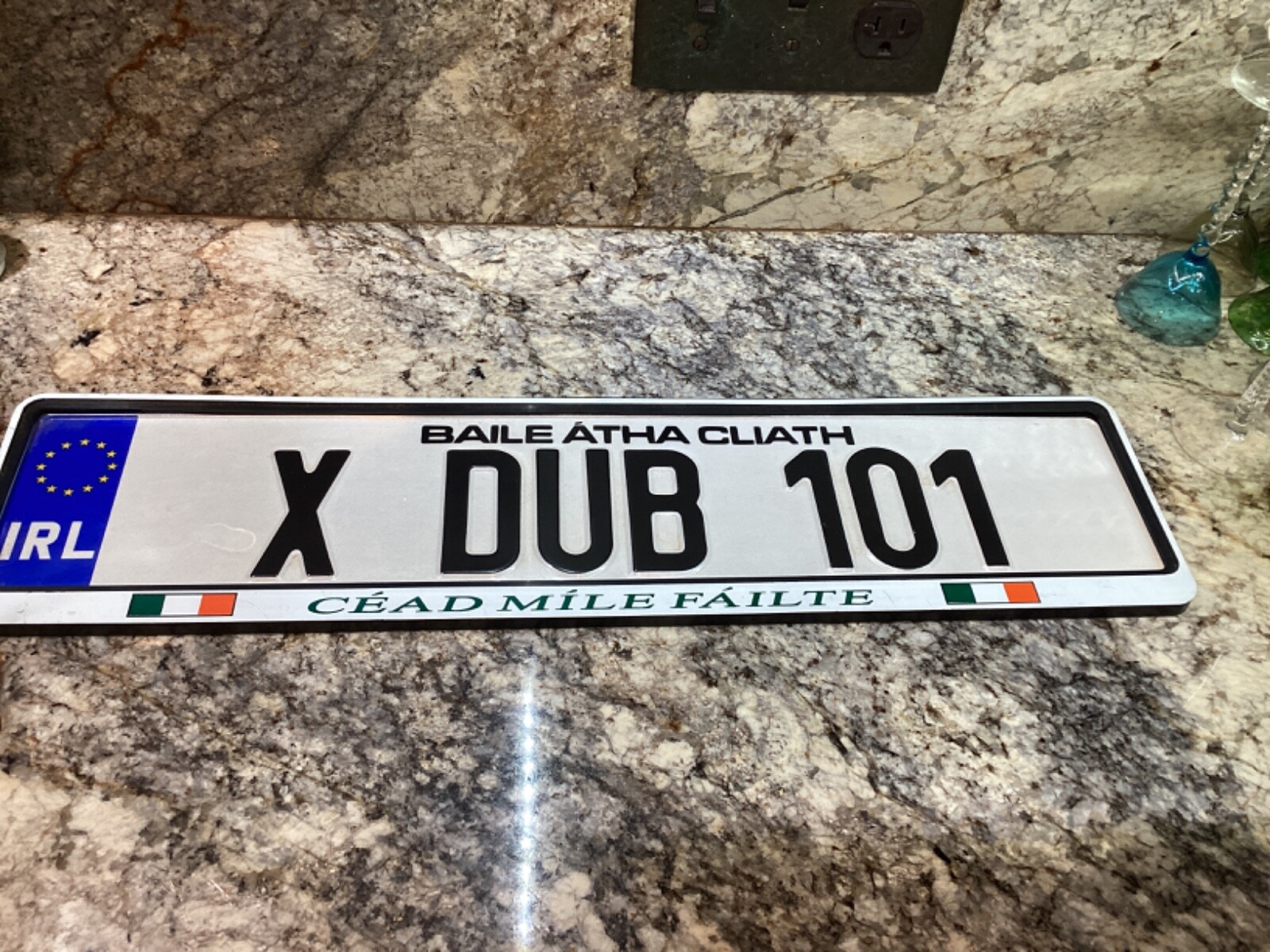 Irish Ireland License Plate White & Black  Baile Atha Cliath