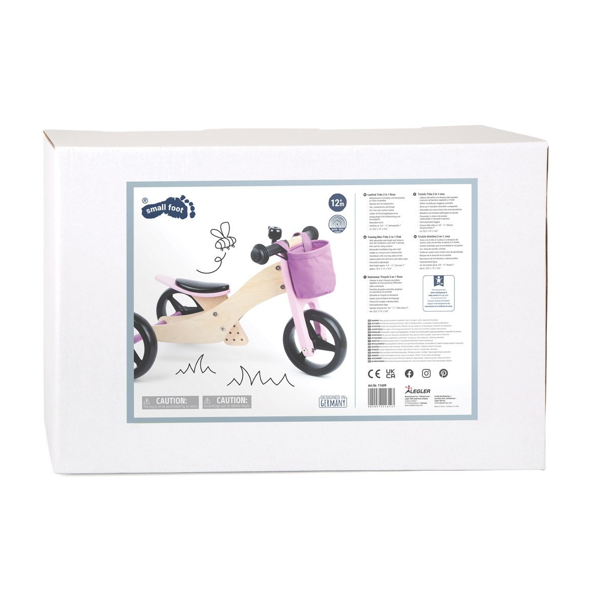 Small Foot Wooden 2-in-1 Tricycle & Balance Bike - Pink