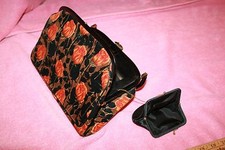 Vintage Morris Moskowitz Rose Pattern Carpet Baguette Purse 