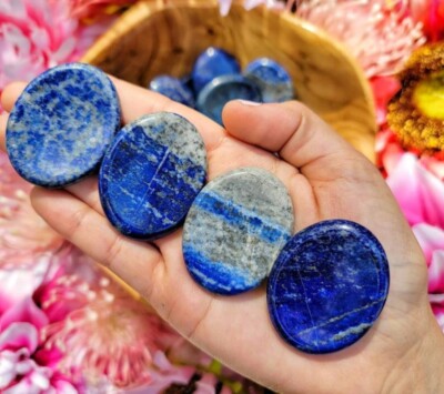 Natural Lapis Lazuli Worry Palm Pocket Stone Rocks Crystal Mineral Specimens