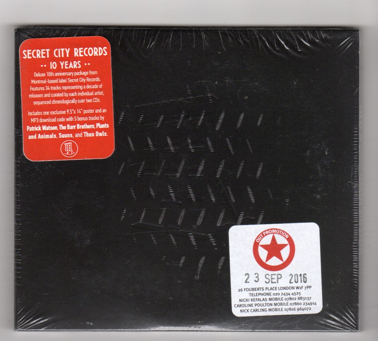 (IS341) Secret City Records, 10 Years - 2016 sealed double CD