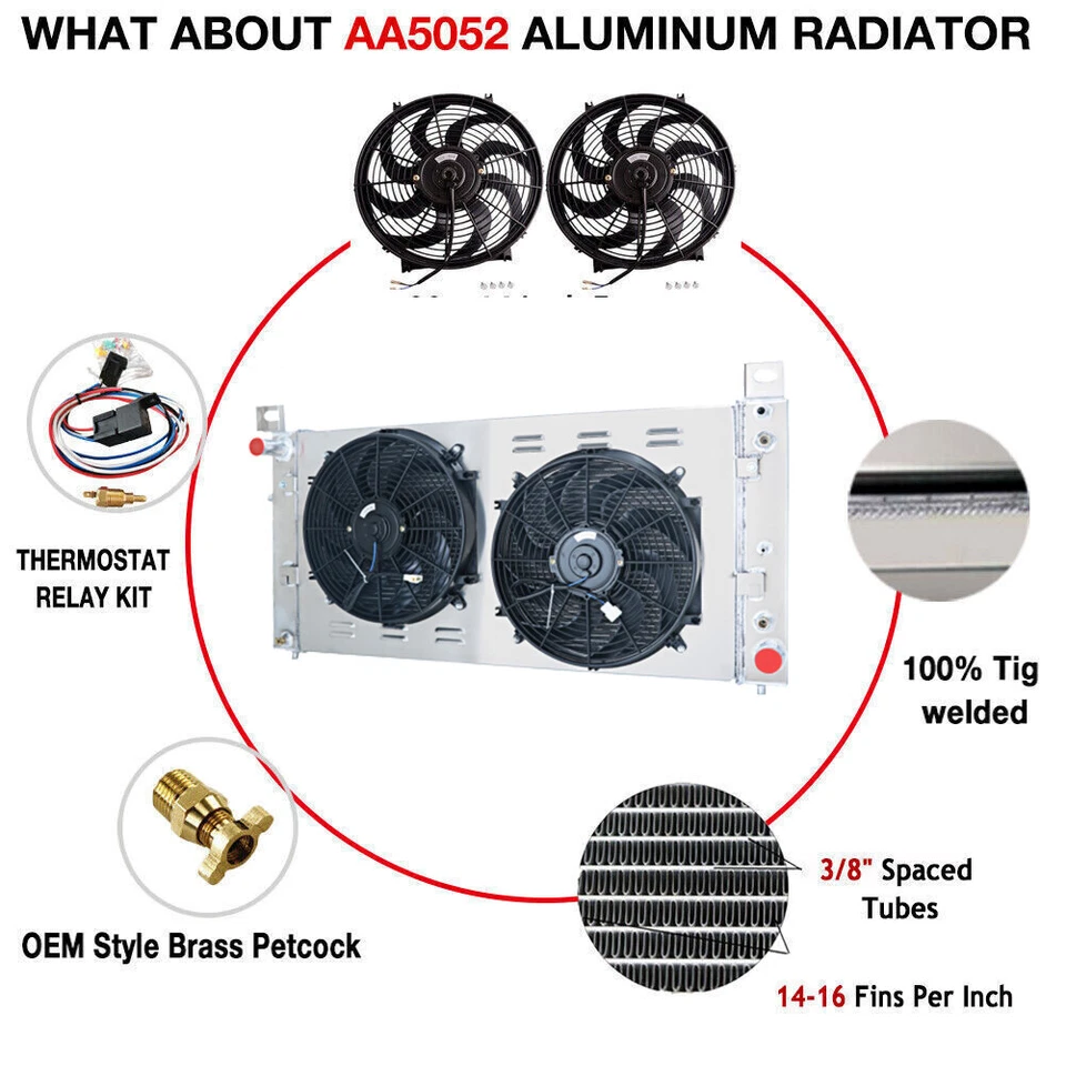 RADIATOR+SHROUD FAN FOR  99-13 CHEVY SILVERADO 1500 2500 SUBURBAN TAHOE 34" Wide Foto 3 de 4