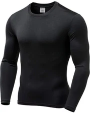 Mens Ultra Soft Fleece Lined Thermal Shirt - Compression Baselayer Crew Neck Top