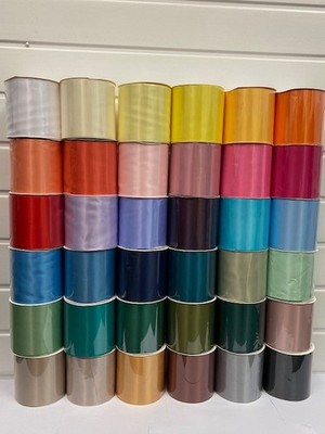 100 mm DOPPELSEITIGES Satinband 2 Meter oder 25 Meter Rolle Band Borte UK 4'' Zoll