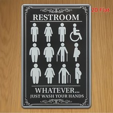 Funny Restroom Metal Sign Whatever Just Wash Your Hands Bathroom Wall Decor Gift