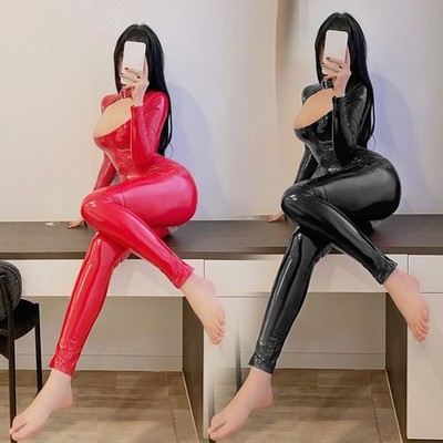 1pcs Crotchless Elasticity Latex Leather for LINGERIE Jumpsuit Bodysuit Daily
