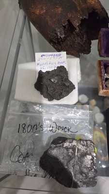 1800s Wreck Shipwreck Recovered Coal Specimen Display Case Handwritten Note