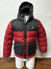 Jordan Air Jacket Boys XL Red Black Hooded Puffer Coat Jumpman Logo
