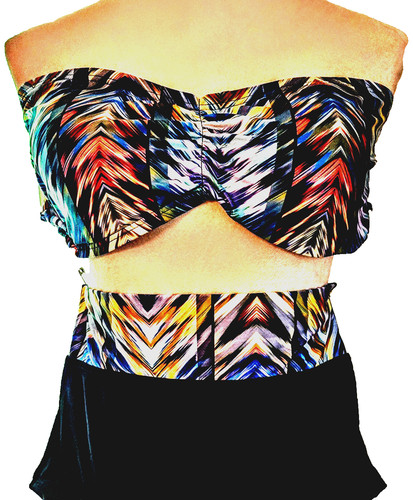 Swimsuits For All Women's- 14  2 Piece Swimsuit High Waisted Bottom Bandeau Top