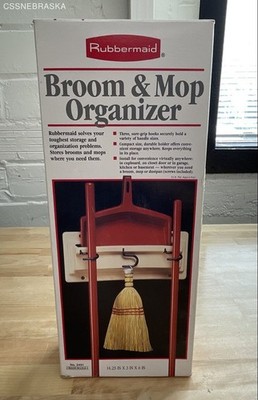 Rubbermaid Broom & Mop Organizer Model 2451 Vintage 3 Hook Wall Mount 14.25''