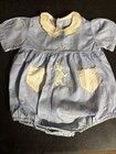 Vintage Baby Outfit Madeira Portugal Blue Rabbit Smoking Cigar Embroidery 1960’s — photo 2