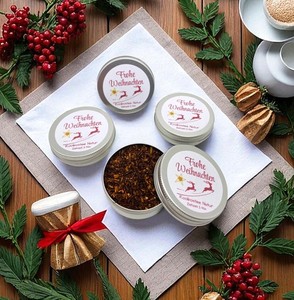 Weihnachtsgeschenk- Weihnachtsdose mit Tee- Weihnachtsgruß- Wichtelgeschenk