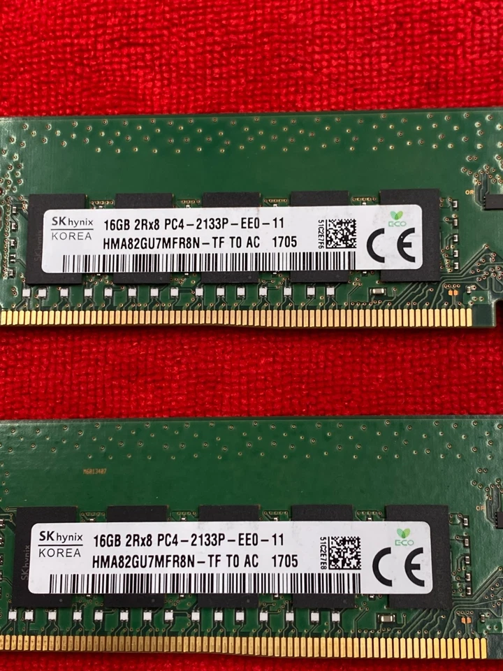 2 x 16GB DDR4 2133MHz ECC UDIMM MEMÓRIA DE SERVIDOR 2Rx8 HYNIX HMA82GU7MFR8N-TF (32GB) - Imagem 2 de 3