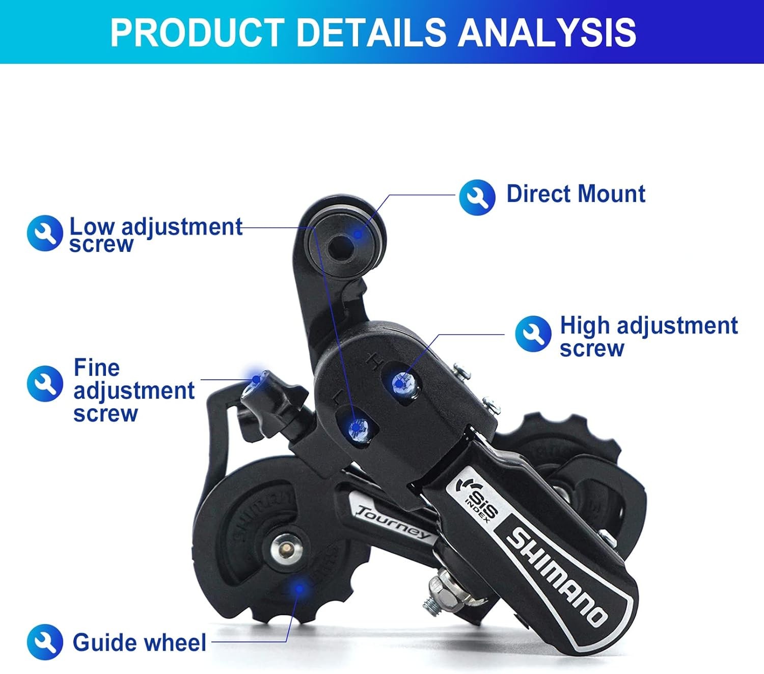 RD-TY21B 6/7 Speed Direct Mount Derailleur for Mountain Tricycle Commuter Cru...