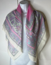 The Specialty House Women's Pink Paisley Scarf 34x34" Square Made in Italy