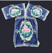   Navy blue floral kimono robe with pink and green accents. Size: 4XL  