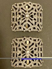 Art Deco Clear Rhinestone Shoe Buckles Approximately 2 1/4  x 2  