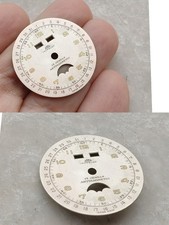 50s  VALJOUX 90  TRIPLE CALENDAR-MOON PHASE WATCH DIAL QUADRANTE UHREN 32,5mm