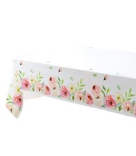 Pink Floral Tablecloth Disposable - Pink Flower Plastic Tablecloth Rectangle ...